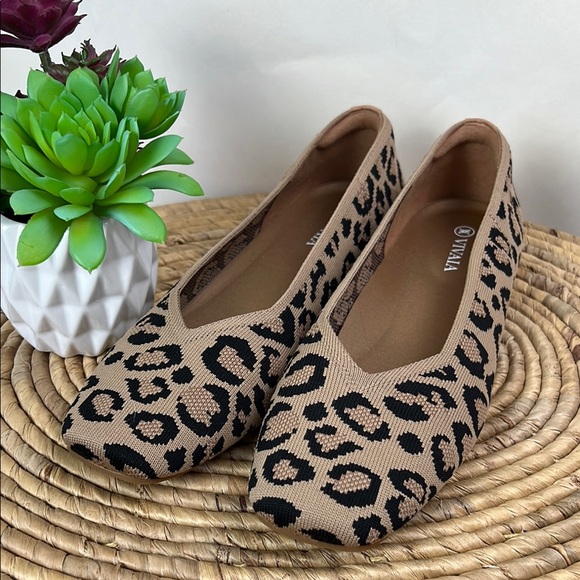 New VIVAIA Leopard Stretch Knit Ballet Flats - Picture 5 of 13